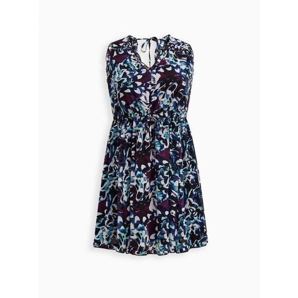 NWT Torrid 4X Mini Chiffon Black Floral Print Sleeveless Ruffle Dress Size 26 - Picture 5 of 8